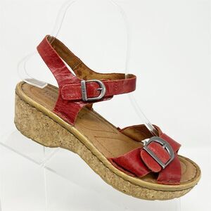 Josef Seibel Women's Red Leather Slingback Sandals Size 36 (US 5-5.5) Comfort